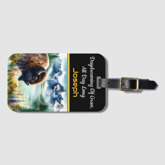 Ontdek het serene landschap met Buffalo Bisons Bagagelabel (Voorkant (horizontaal))