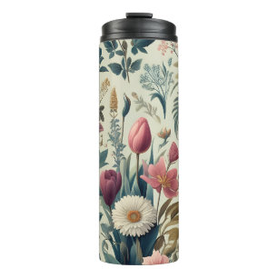 Ontdek het Stunning Lente Bloem Botanisch Patroon Thermosbeker