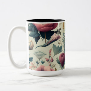 Ontdek het Stunning Spring Floral Botanical Patroo Tweekleurige Koffiemok