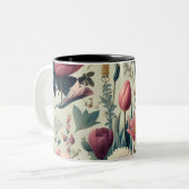 Ontdek het Stunning Spring Floral Botanical Patroo Tweekleurige Koffiemok (Voorkant links)