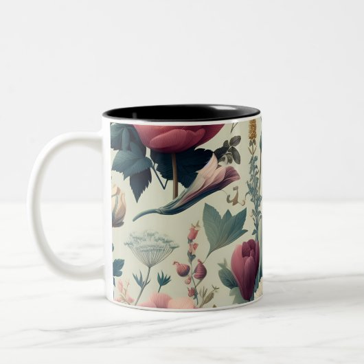 Ontdek het Stunning Spring Floral Botanical Patroo Tweekleurige Koffiemok (Links)
