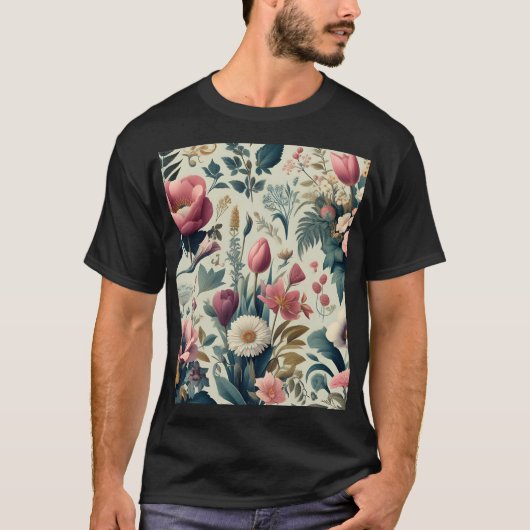 Ontdek het Stunning Spring Floral Botanical Patter T-shirt (Voorkant)