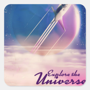 Ontdek het universum  ruimte poster vierkante sticker