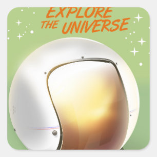Ontdek het universum vierkante sticker