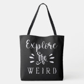 Ontdek het vreemde lettertype typografie ontwerp tote bag (Achterkant)