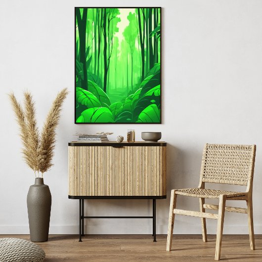 Ontdek het weelderige groene bos foto afdruk