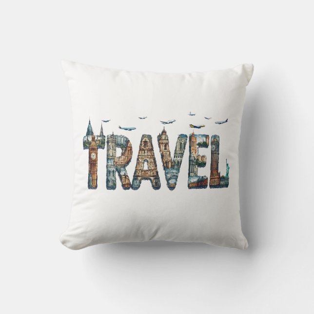 Ontdek het World Travel Pillow Kussen (Voorkant)