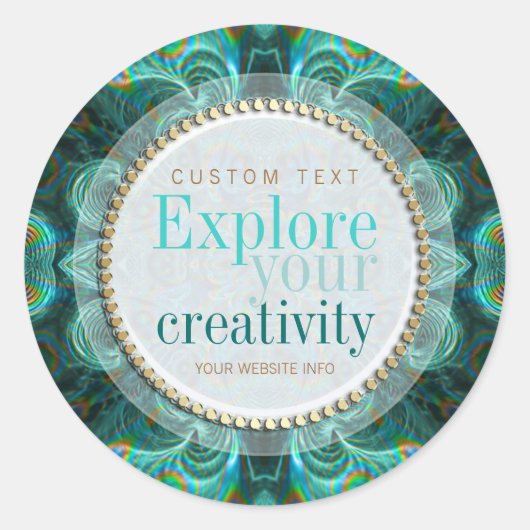 Ontdek je creativiteit Blauwgroen fractals Sticker (Voorkant)