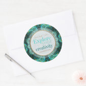 Ontdek je creativiteit Blauwgroen fractals Sticker (Envelop)