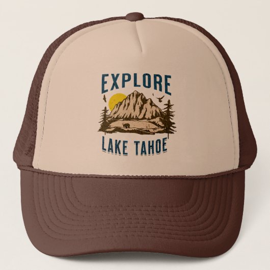 Ontdek Lake Tahoe Mountains Californië Nevada Trucker Pet (Voorkant)