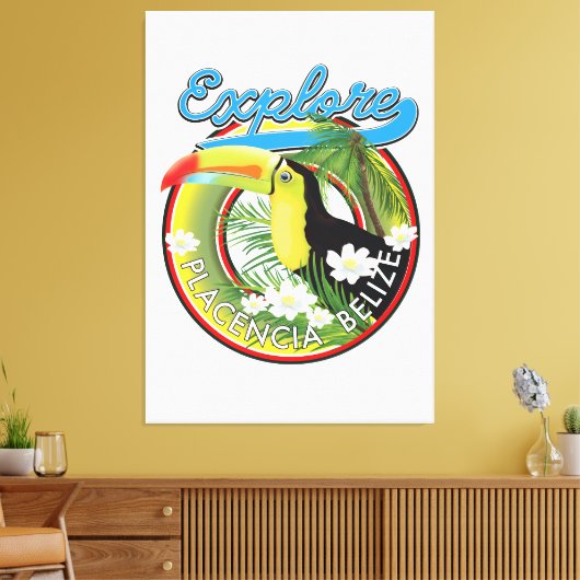 Ontdek logo reizen Placencia Belize Canvas Afdruk (Insitu (Woonkamer))