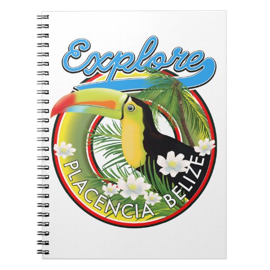 Ontdek logo reizen Placencia Belize Notitieboek (Voorkant)