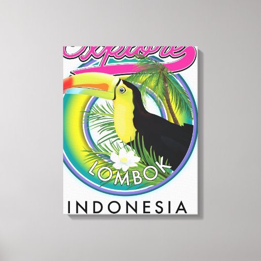 Ontdek Lombok Indonesië Reis logo Canvas Afdruk (Voorkant)