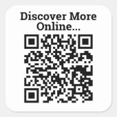 Ontdek meer Online QR Code Design Large Vierkante Sticker (Voorkant)