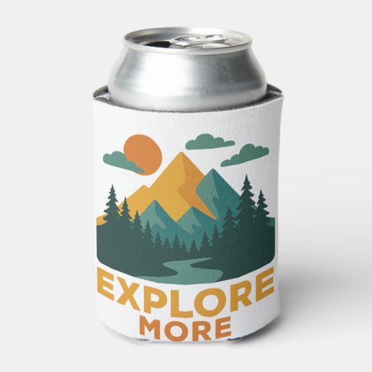 Ontdek meer – Retro Mountain & Forest Adventure Blikjeskoeler (Blikje Voorkant)