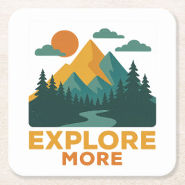 Ontdek meer – Retro Mountain & Forest Adventure Kartonnen Onderzetters
