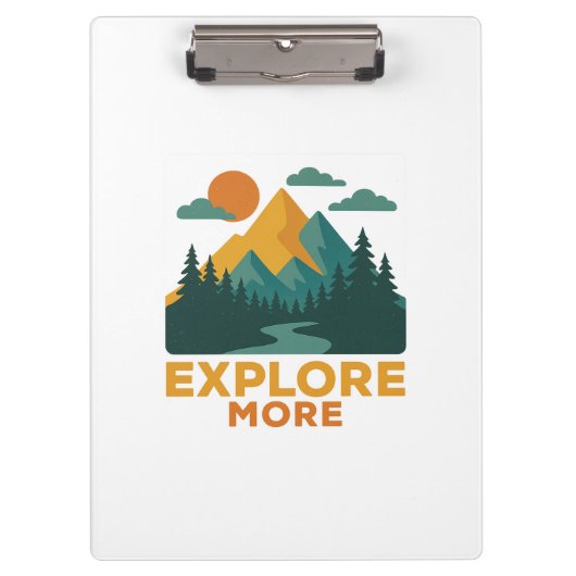 Ontdek meer – Retro Mountain & Forest Adventure Klembord (Voorkant)