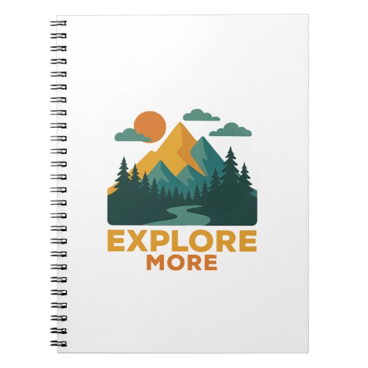 Ontdek meer – Retro Mountain & Forest Adventure Notitieboek (Voorkant)