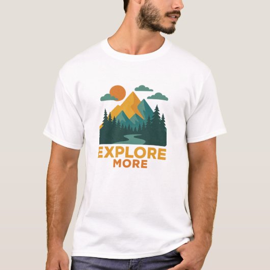 Ontdek meer – Retro Mountain & Forest Adventure T-shirt (Voorkant)