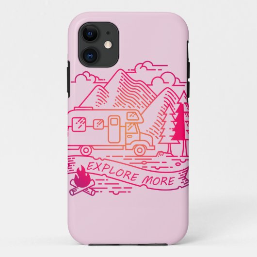 Ontdek meer roze Camper Van Mountain Natuur Lover Case-Mate iPhone Case (Achterkant)