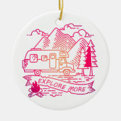 Ontdek meer roze Camper Van Mountain Natuur Lover Keramisch Ornament (Voorkant)