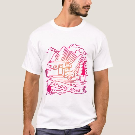 Ontdek meer roze Camper Van Mountain Natuur Lover T-shirt (Voorkant)