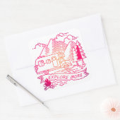 Ontdek meer roze Camper Van Mountain Natuur Lover Vierkante Sticker (Envelop)