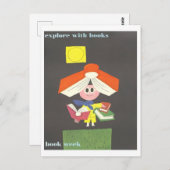 "Ontdek met Boeken"  Bibliotheek Poster Briefkaart (Voorkant / Achterkant)