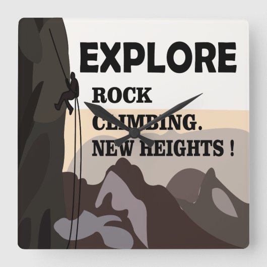 Ontdek New Heights Rock Climbing Vierkante Klok (Voorkant)