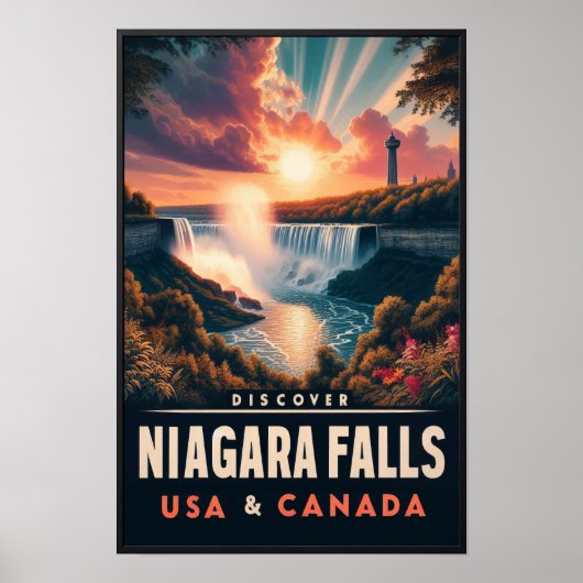 Ontdek Niagara Falls Vintage Reisposter Poster (Voorkant)