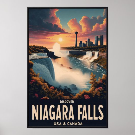 Ontdek Niagara Falls Vintage Reisposter Poster (Voorkant)