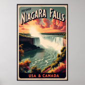 Ontdek Niagara Herfsten Vintage Travel Poster (Voorkant)