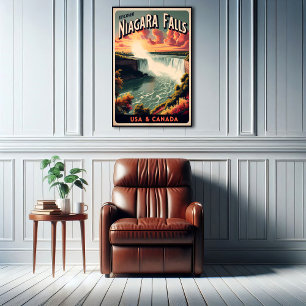 Ontdek Niagara Herfsten Vintage Travel Poster