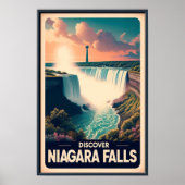 Ontdek Niagara Herfsten Vintage Travel Poster (Voorkant)