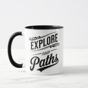 Ontdek Nieuwe Paden Avontuur Typografie Mok
