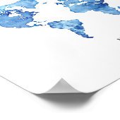 Ontdek nooit de blauwe wereldkaart Reisprint Poster (Hoek)