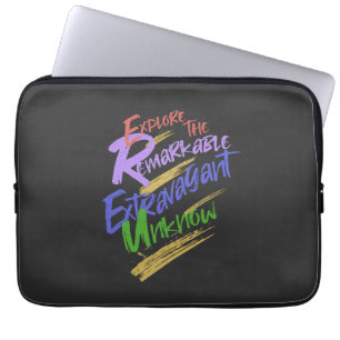 Ontdek opmerkelijke extravagante onbekende quote laptop sleeve