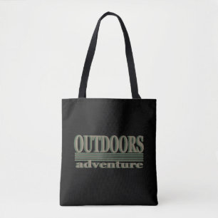 Ontdek outdoor wandelen logo voor wandelaars tote bag