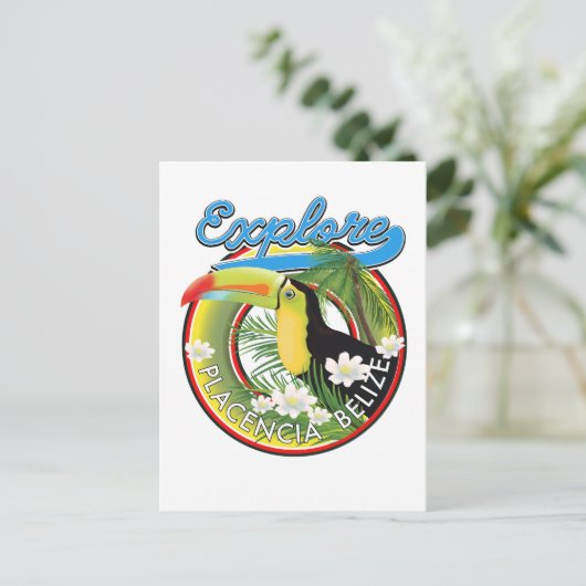 Ontdek Placencia Belize reislogo Briefkaart (Staand voorkant)