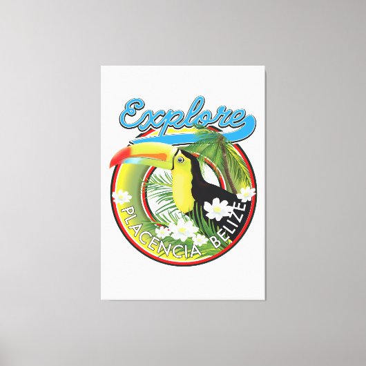 Ontdek Placencia Belize reislogo Canvas Afdruk (Voorkant)