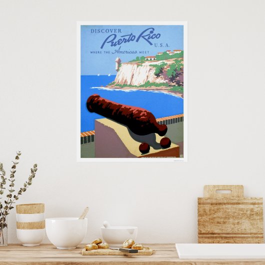 Ontdek Puerto Rico 1940 WPA Poster (Keuken)