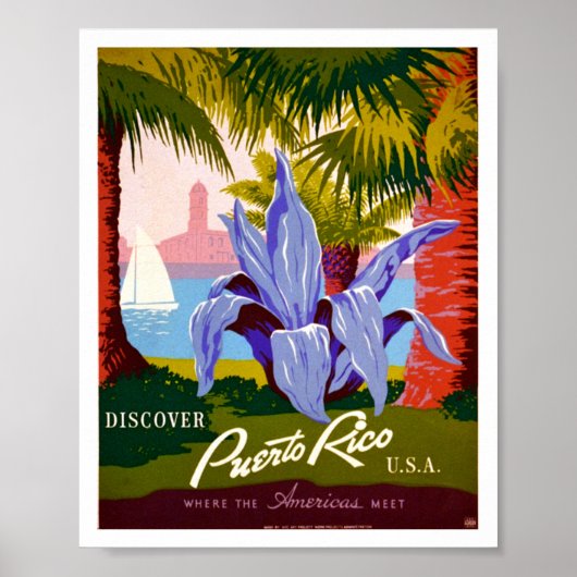 Ontdek Puerto Rico Vintage Poster (Voorkant)