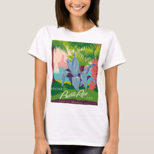 Ontdek Puerto Rico Vintage Travel Art T-shirt
