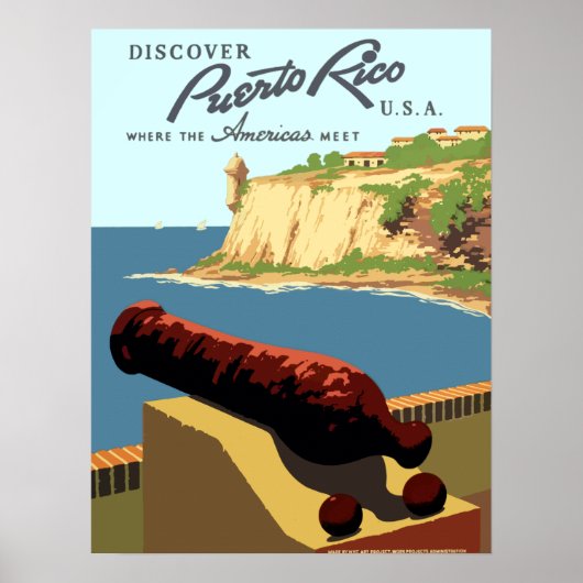  ontdek Puerto Rico WPA-reizen Poster (Voorkant)