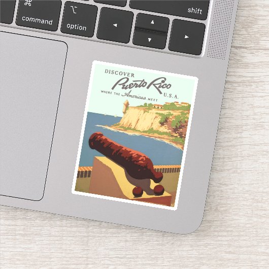 ontdek Puerto Rico WPA-reizen Sticker (Detail)