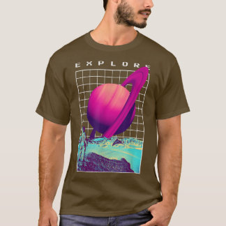Ontdek Saturn Retro Astronaut - Astral Cosmic Desi T-shirt