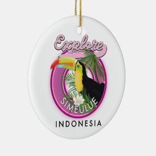 Ontdek Simeulue Indonesië logo. Keramisch Ornament