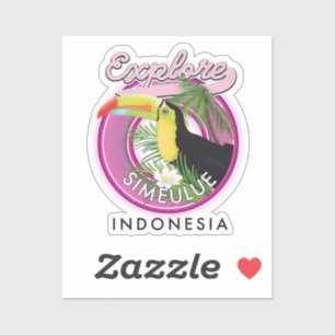 Ontdek Simeulue Indonesië logo. Sticker