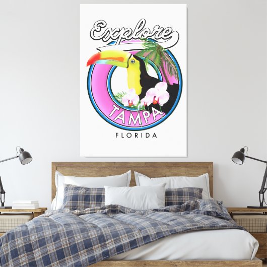 Ontdek Tampa Florida retro logo Canvas Afdruk (Insitu (Slaapkamer))