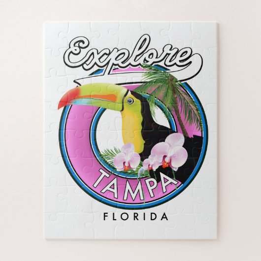 Ontdek Tampa Florida retro logo Legpuzzel (Verticaal)